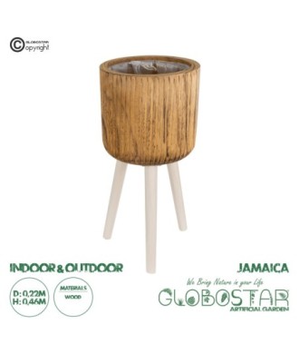GloboStar® Artificial Garden JAMAICA 20554 Διακοσμητικό Ξύλινο Κασπώ Γλάστρα - Flower Pot Καφέ Φ22 x Υ46cm